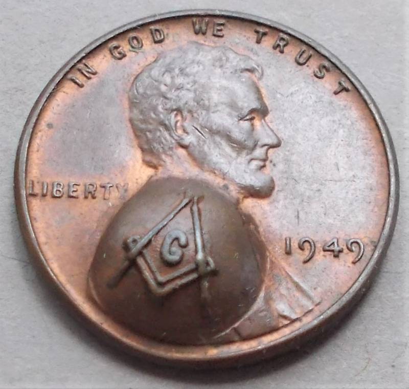 Masonic-Tokens,-Coins-And-Counter-Stamped-Pennies